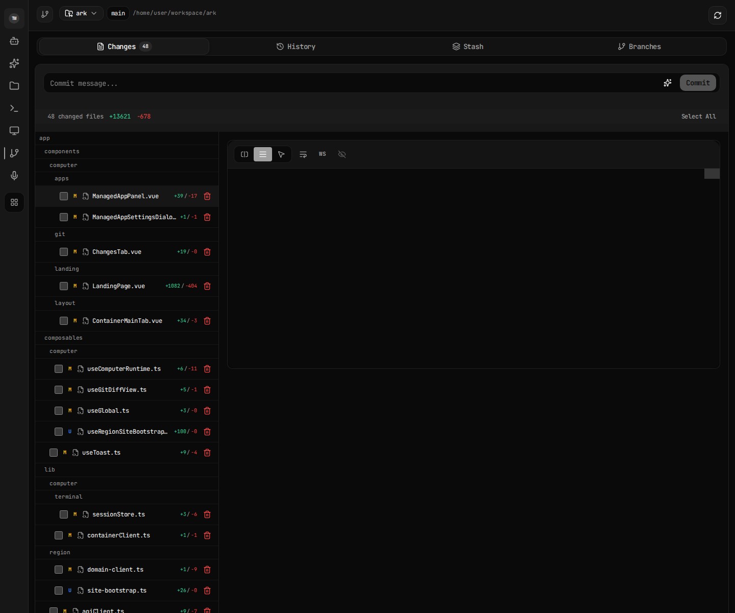 Review changes inside the same computer instead of bouncing between tools.