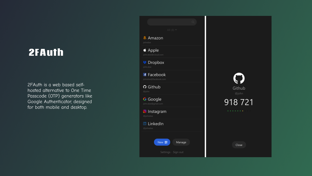 2FAuth screenshot