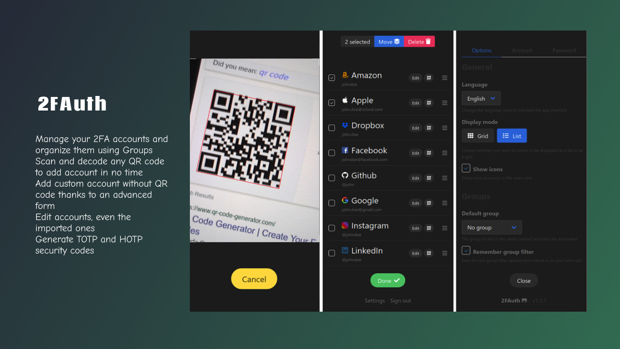 2FAuth screenshot