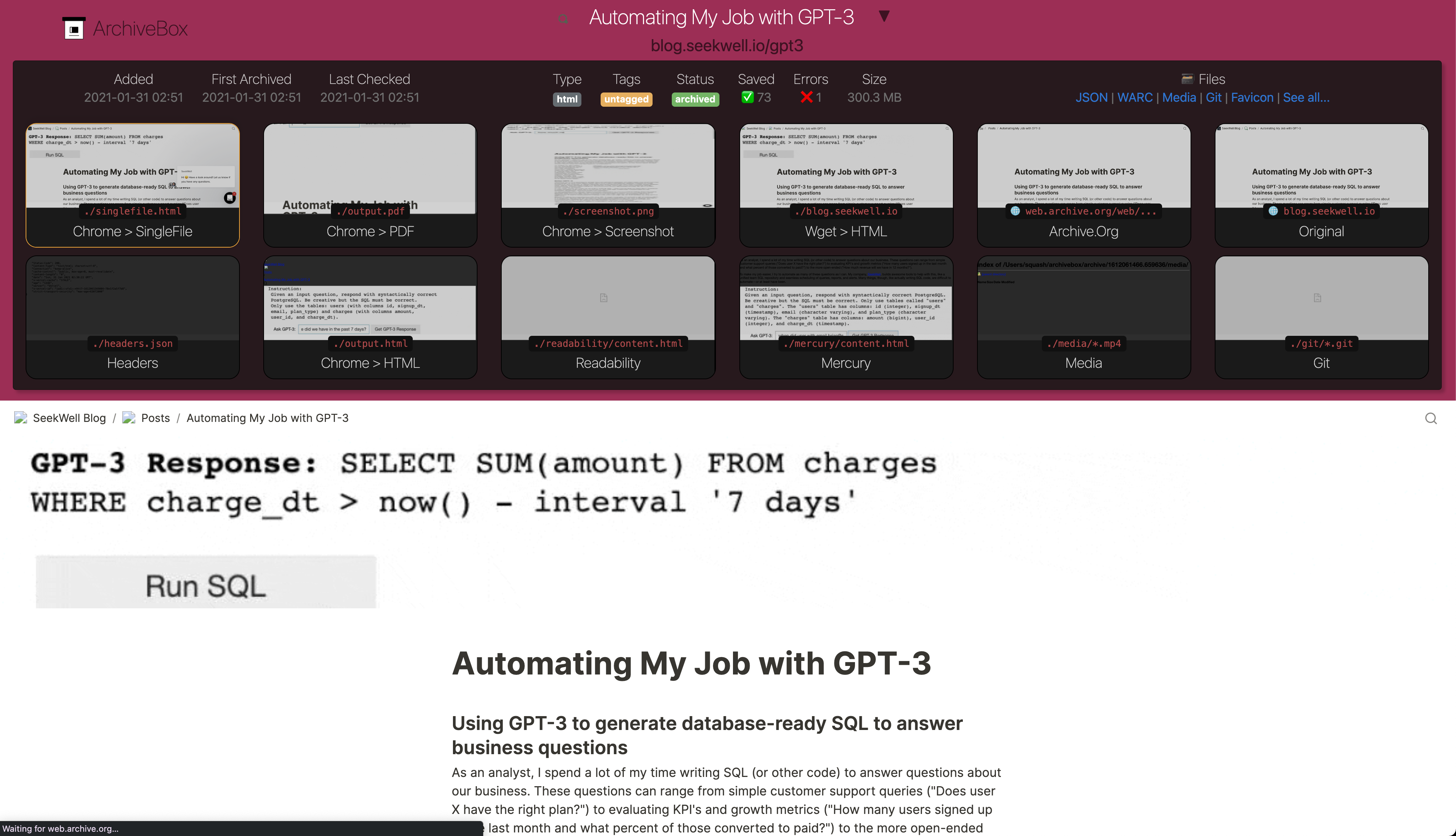 ArchiveBox screenshot
