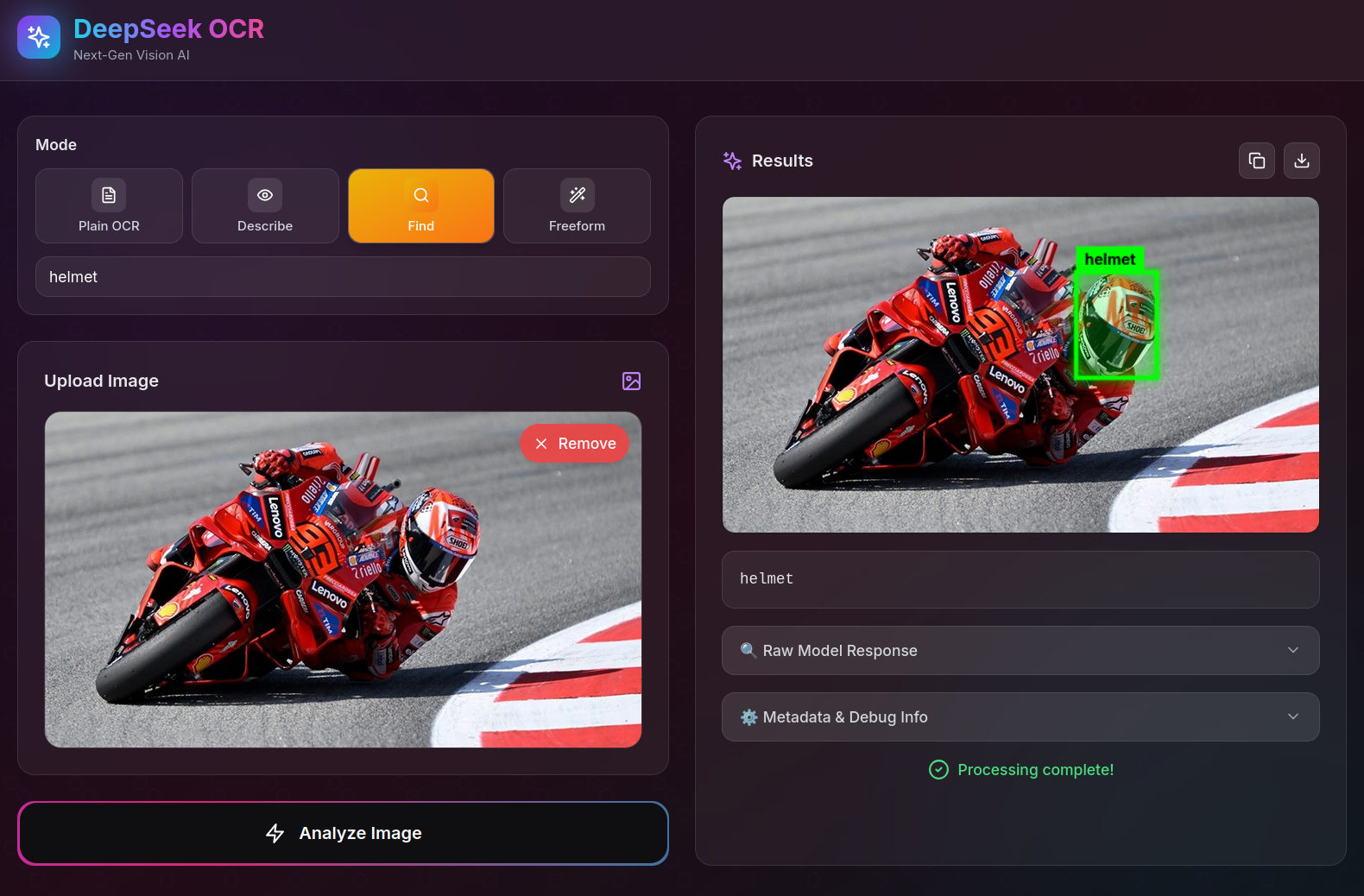 DeepSeek OCR(Nvidia GPU) screenshot