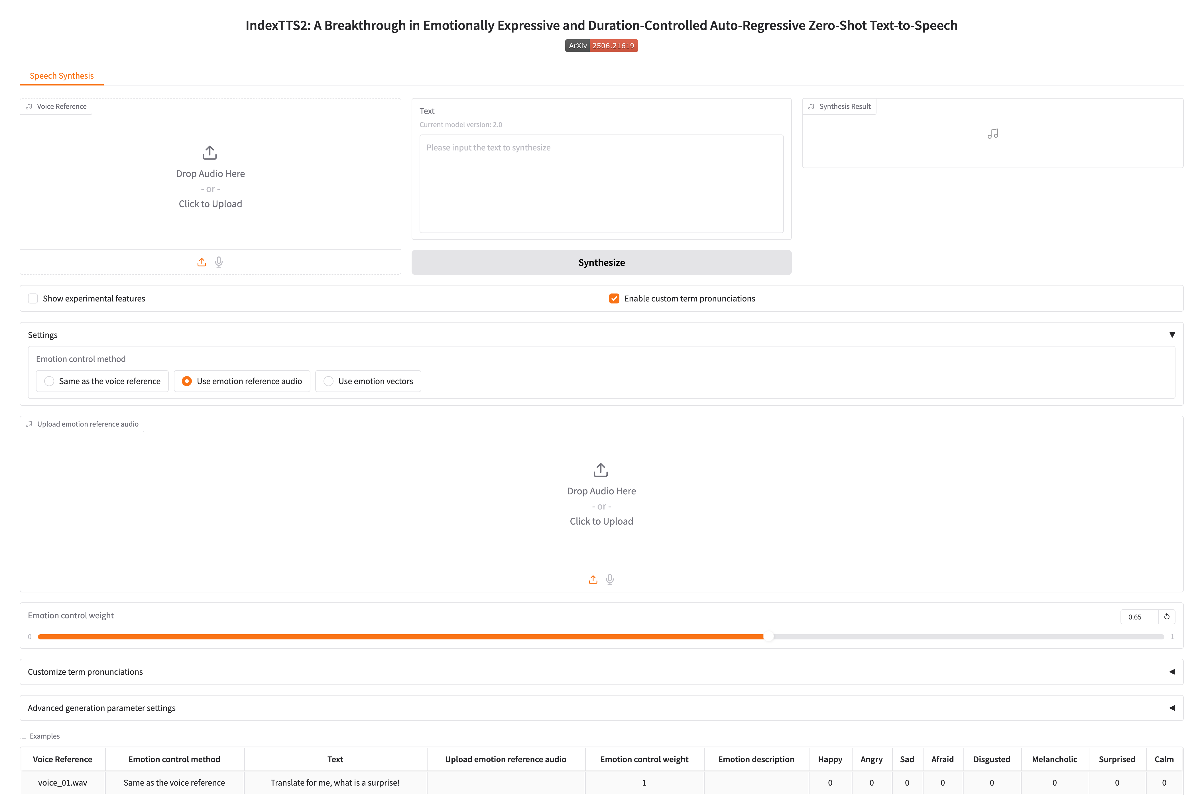 Index-TTS(Nvidia GPU) screenshot