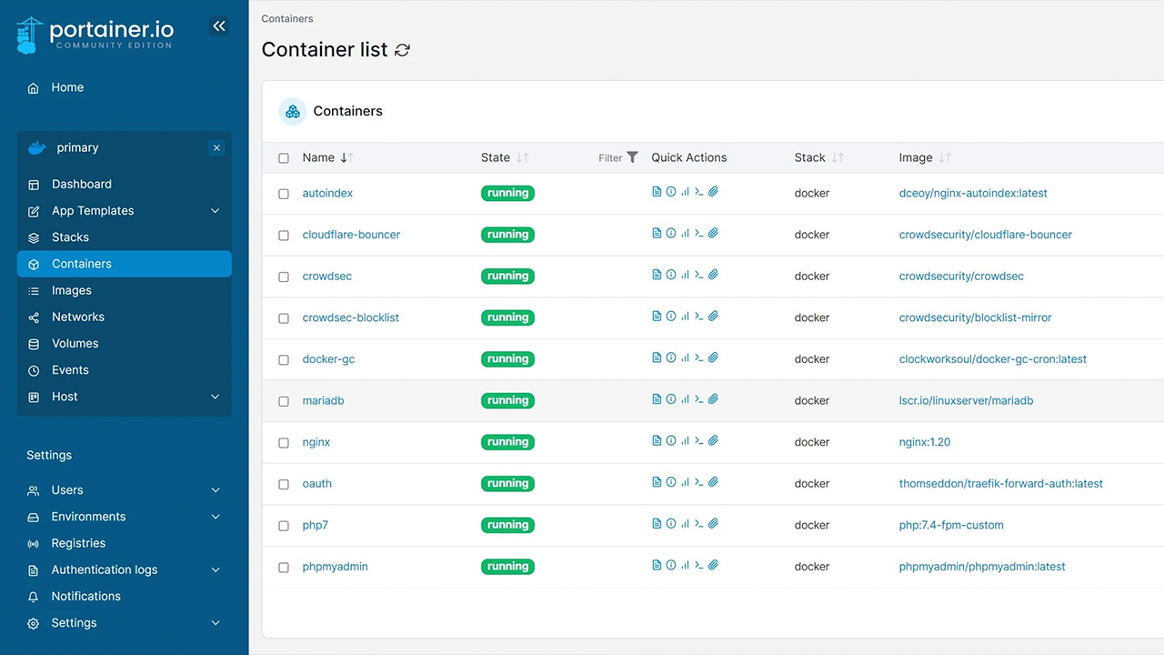 Portainer screenshot
