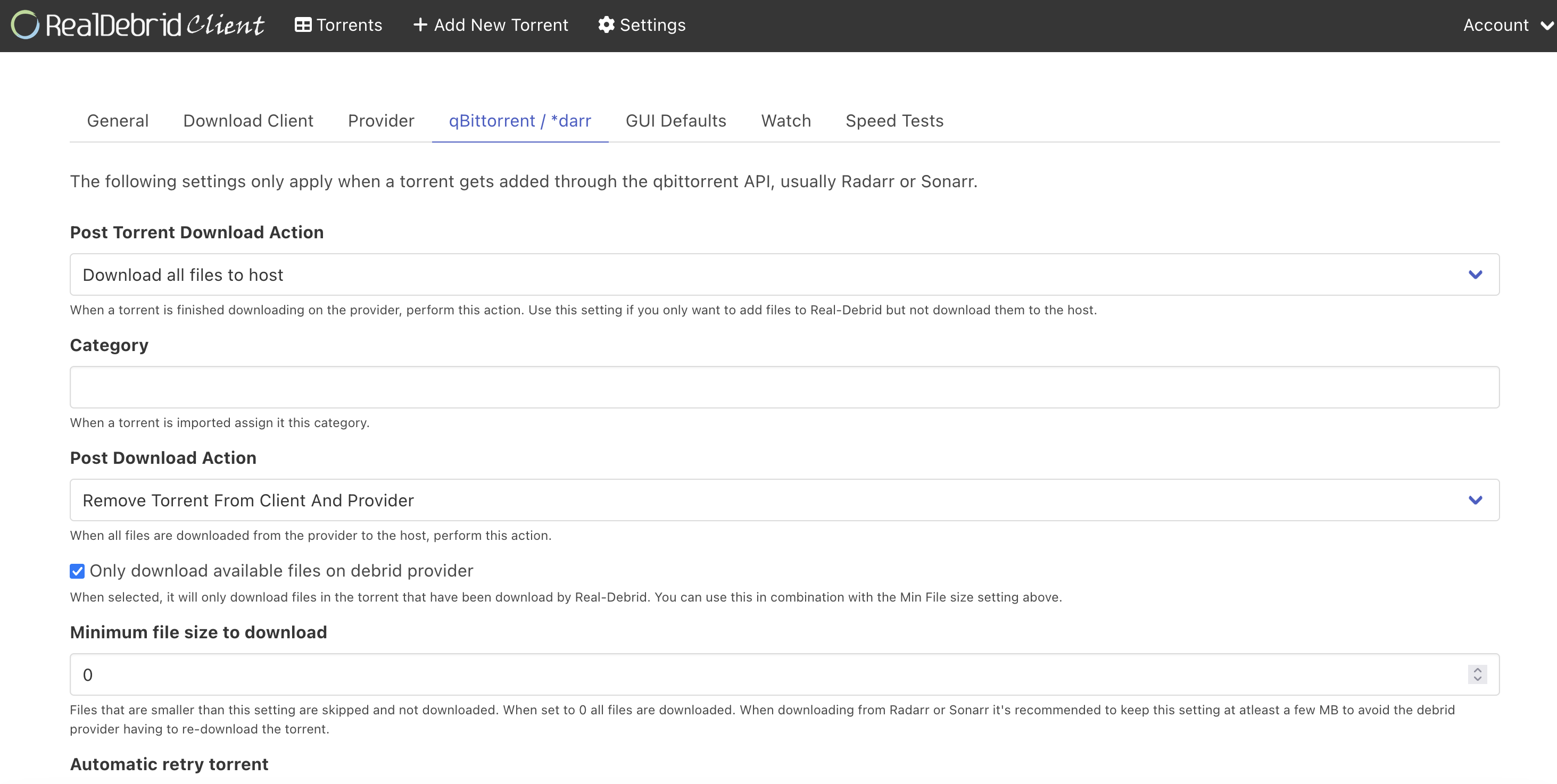 Real-Debrid Torrent Client screenshot
