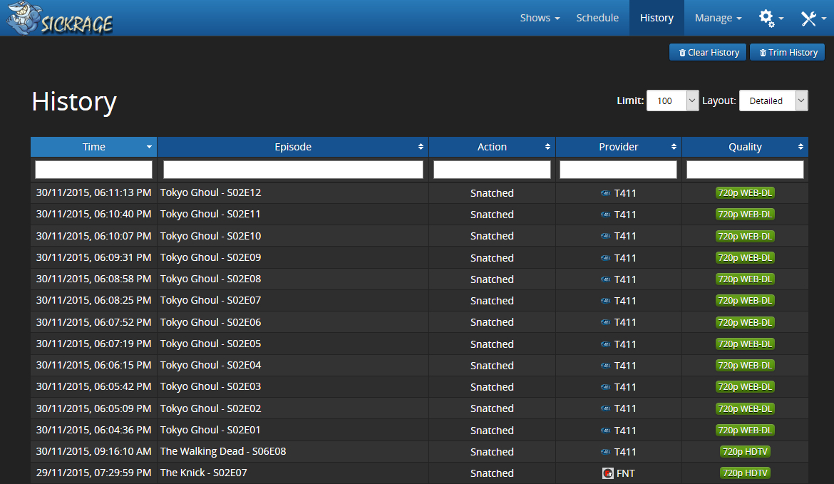 Sickchill screenshot